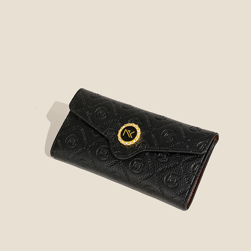 Free Shipping Designer Bag New Black Solid Color Chanel Style High-end Embossed Women's Wallet Multi-card Slot Coin Purse Fast Delivery