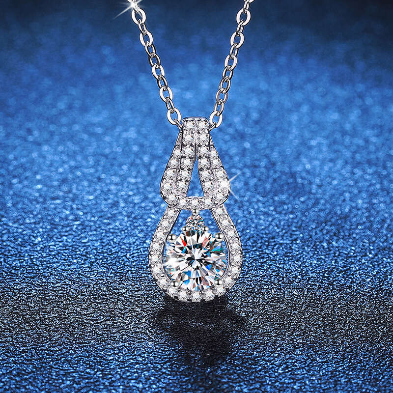 Live S925treaming S925tyle S925 Pure S925ier Pendant Light JapaneS925e and Korean 1 caratS925 D Color MoiS925S925anite Necklace Women'S925 8ab