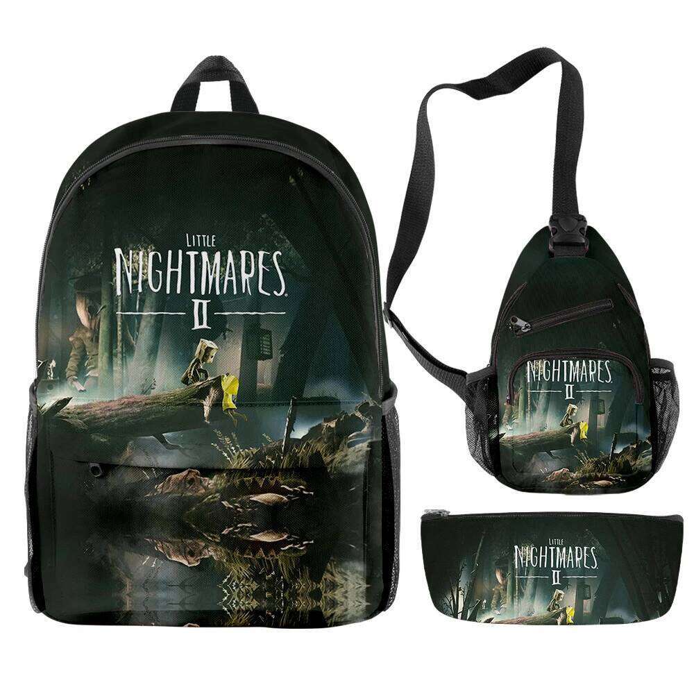 Fashion Novelty Cool Little Nightmares 2 3D Print 3pcs/Set pupil School Bags Travel Laptop Backpack Chest Bag Pencil Case