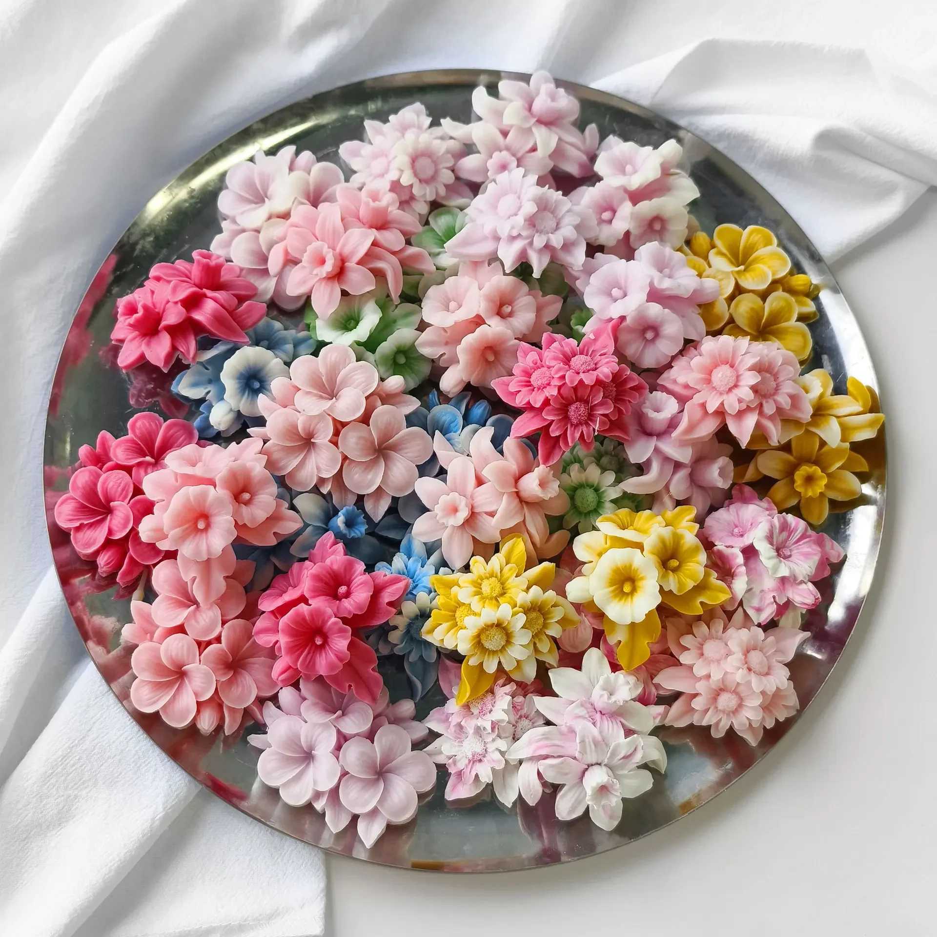 Flower Silicone Mold for DIY Aromatherapy Candles Diffuser Stones Plaster Handmade Soap Petal Resin Crafts and Home Decoration W250704