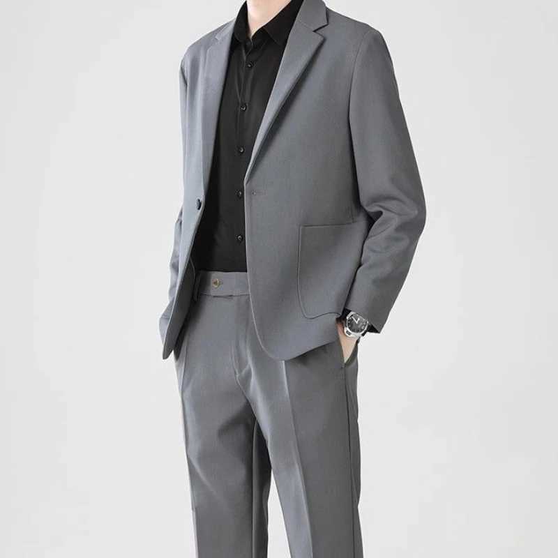 Full Suit for Men Dress Business Korean 2 Piece Outfit Set Man Formal Pants Ceremony Elegant Spring Autumn Blazer New In Casual X250704