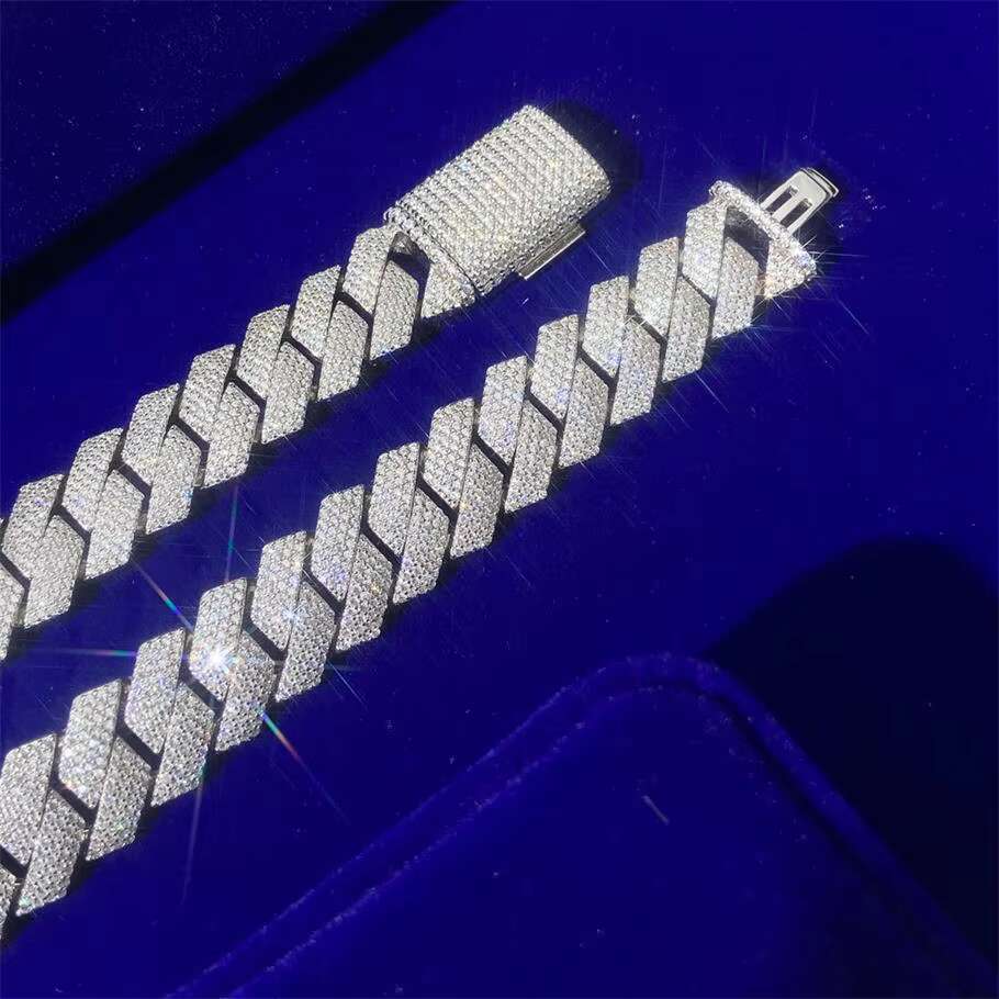 16mm Pass Diamond Tester Gra Certificate Hip Hop Jewelry Silver 925 Necklace Vvs Moissanite Diamond Iced Out Cuban Link Chain