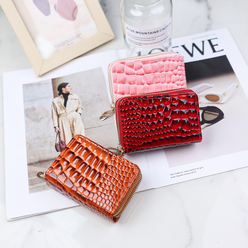 Free Shipping Designer Bag Accordion Card Holder For Women Multi-card Slot Card Holder Large Capacity High-end ID Holder Crocodile Pattern Double-laye
