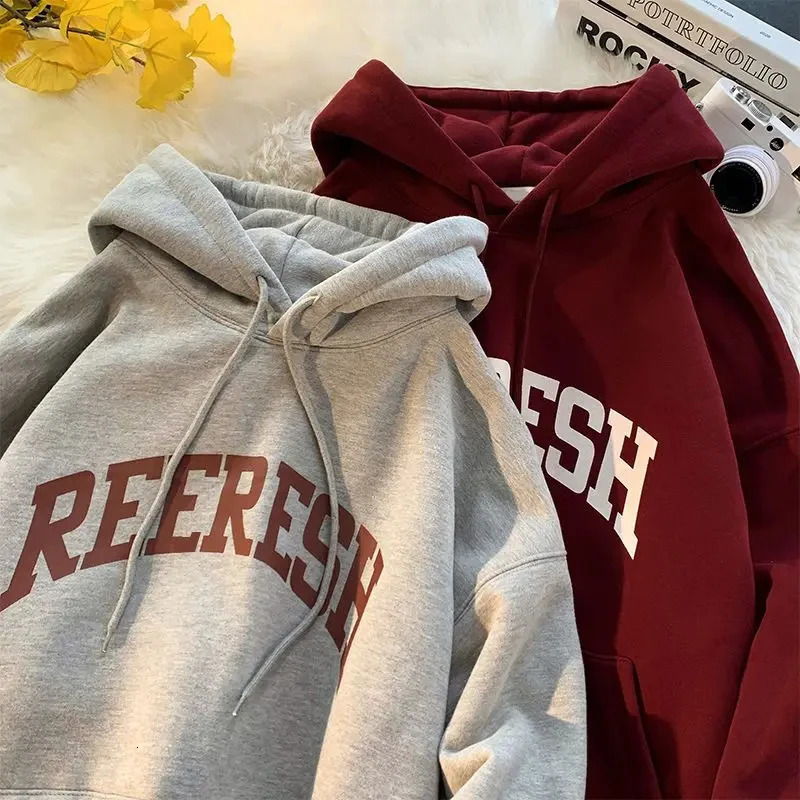 100% Cotton Mens Hoodies American Letter Hip Hop High Street In Sweatshirts Autumn Y2K Couple Vintage Oversize 250704