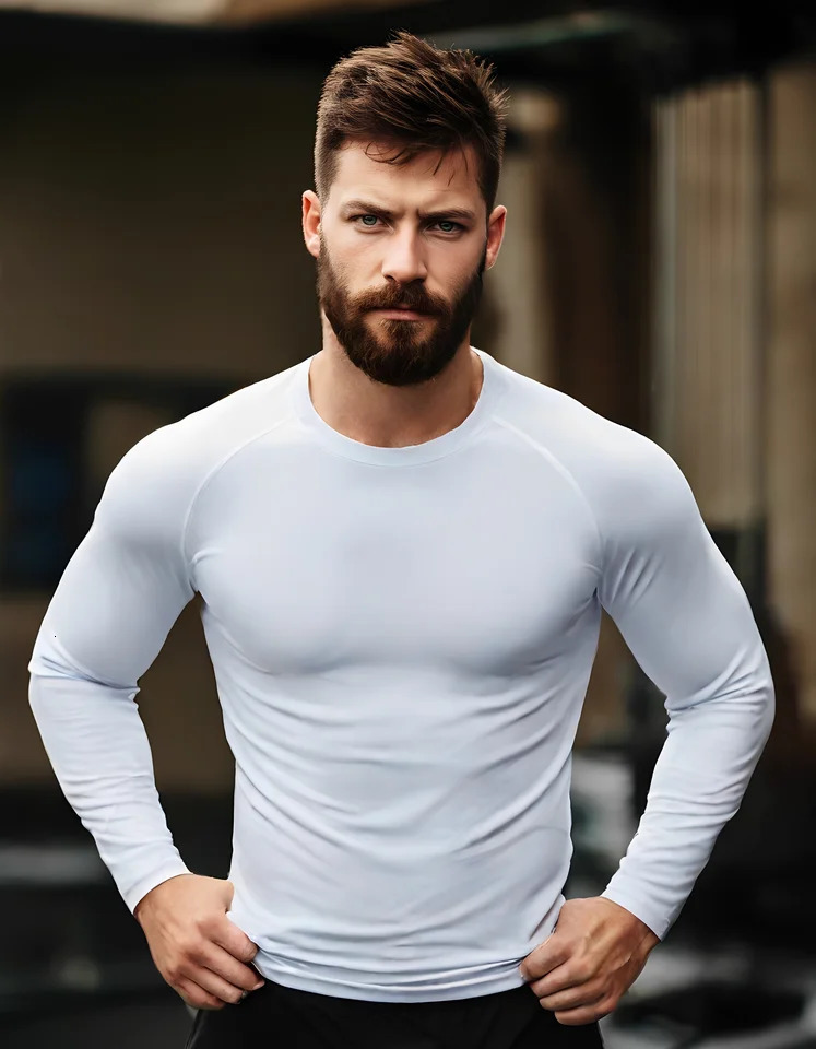 Mens Long Sleeve Rashguard Upf 50 Sun Protection Surf Shirt Quick Dry Breathable Swimming Tight T-shirt Summer 2025 Gym Clothes 250704
