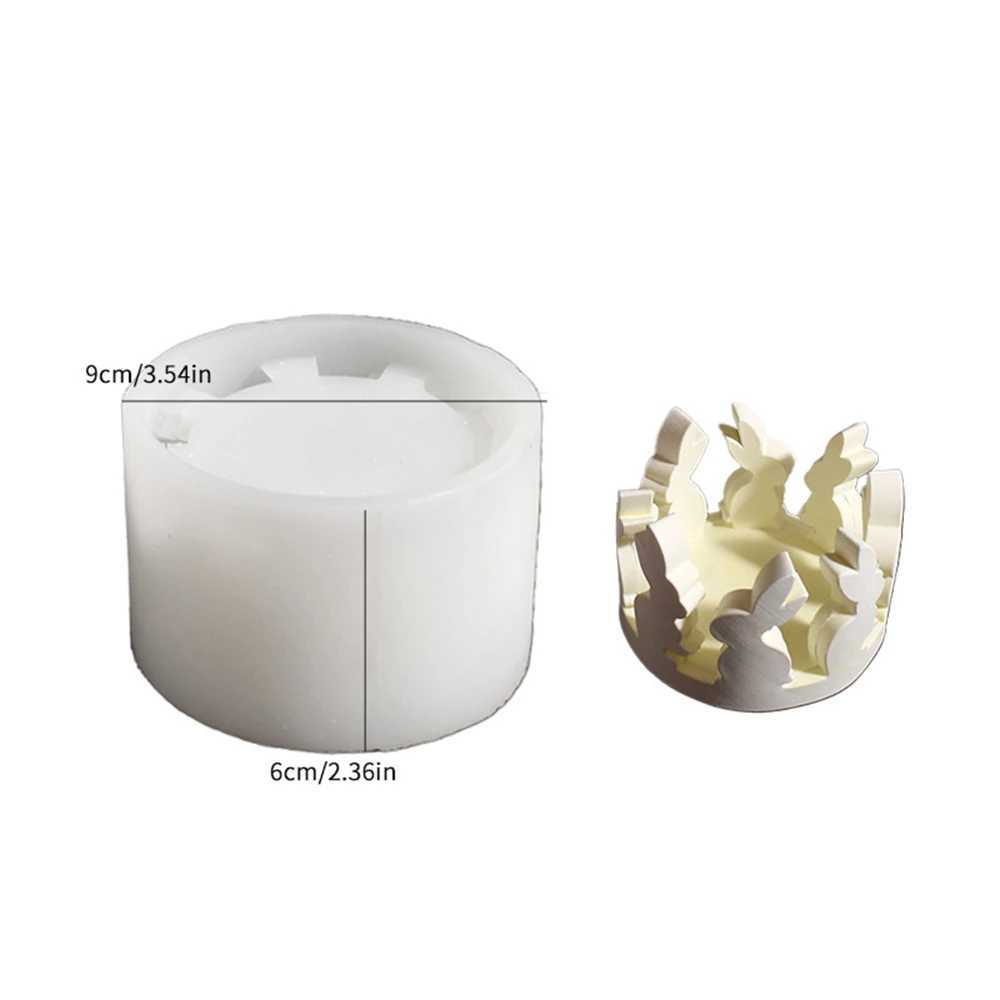 Easter Round Rabbit Hollow House Candle Holder Silicone Mold DIY Cement Gypsum Pouring Epoxy Resin Mold Home Decoration W250704