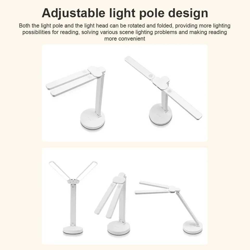 3-Level Dimmable LED Desk Lamp USB Rechargeable Touch Night Light Eye Protection Foldable Table Lamp for Bedroom Bedside Reading XJ250703