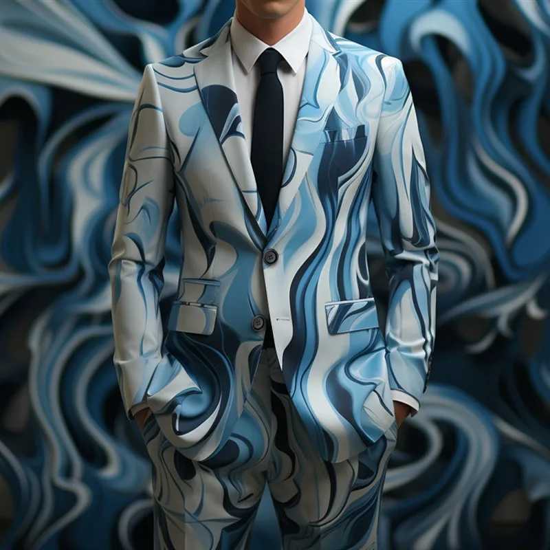 Fashion Mens Printed Suit Set Evening Prom Stage Dazzling Cool Performance Outfits Cosplay Party Slim Fit Stylish Costumes X250704