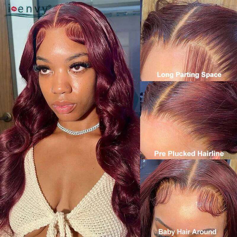 Wear And Go Glueless Human Hair Bury Front Wigs Straight Body Wave Ginger 9X6 Lace Frontal Wig PrePlucked Bye Knots