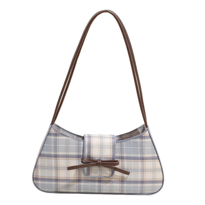 Korean New Niche Sweet Plaid College Underarm for Women Fashion Casual Girl Style Versatile Shoulder Bag