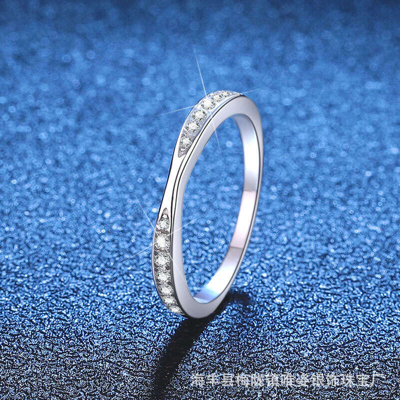 S925 Pure S925ilver S925imple FaS925hion Korean S925tyle FreS925h Band MoiS925S925anite Ring for Women 61c