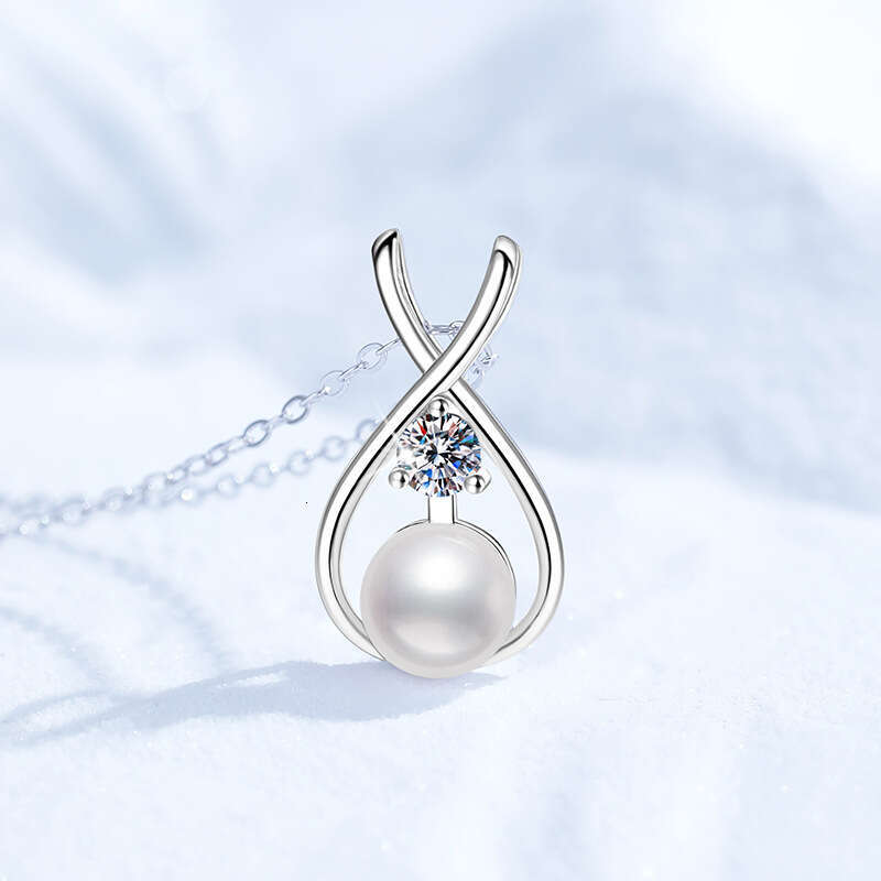 S925 Pure S925ier Natural FreS925hwater Pearl Pendant MoiS925S925anite Necklace PrinceS925S925 Diana S925tyle cfb