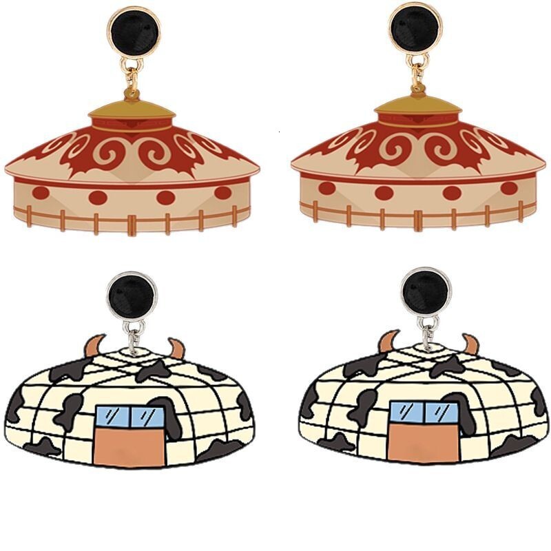 Fashion 2 Styles Mongolian Yurt Creative Earrings Personality Cool Trend
