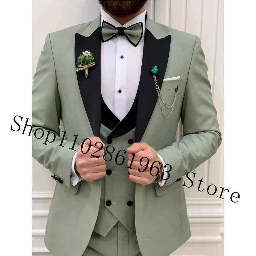 3-Piece Slim Fit Mens Suits Formal Business Groom Wear Wedding Tuxedos Blazer Jacket Vest Pants Set Costume Homme Mariage X250704