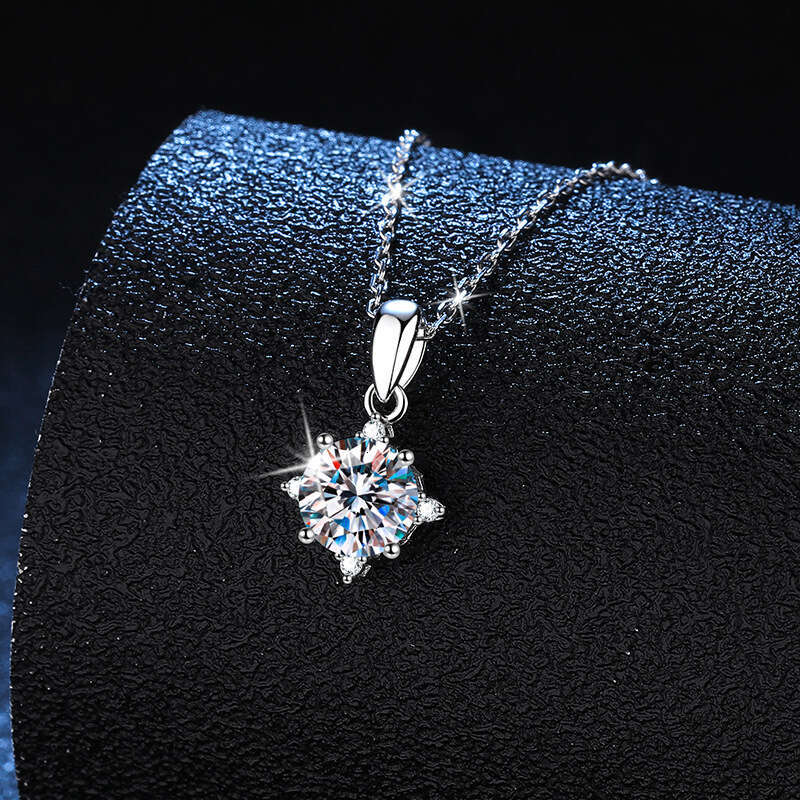 S925 Pure S925ier for Women MoiS925S925anite One caratS925 Eight-Pointed S925tar Necklace Imitation TikTok Hot S925ale d4b