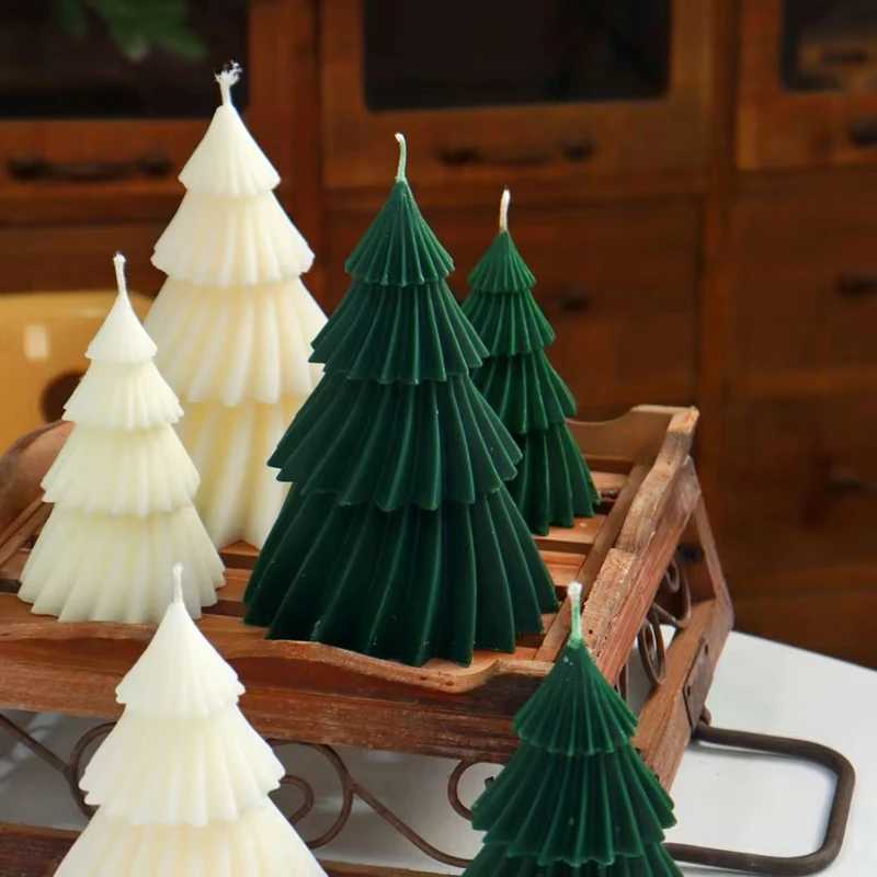 3D Scented Candles Mold Christmas Tree Silicone Candle Geometric Pine Silicone Candle DIY Aromatherapy Candle Soap Making Tools Craft W250704