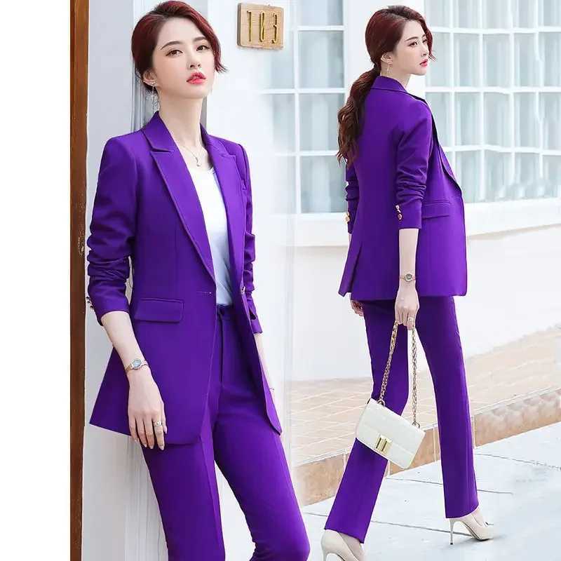 Blazers Fashion High-quty Office Suit Jacket and Trousers 2-piece Set New Waist Suit Temperament Suits for Women X250704