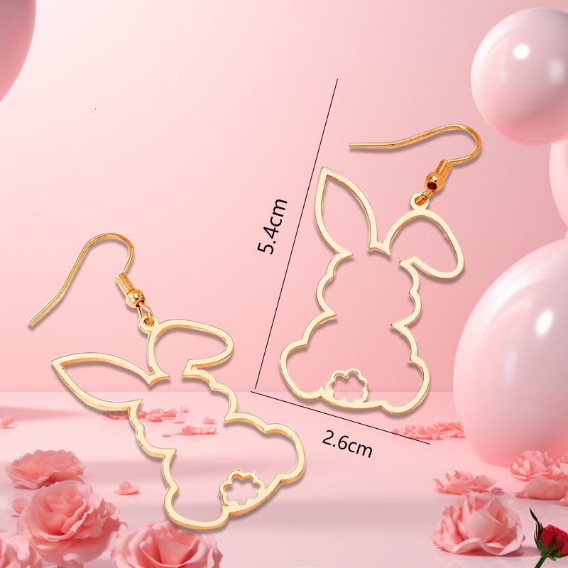Fashion Cartoon Rabbit Cute Sweet Hollow Design Women's Earrings Trendy Versatile