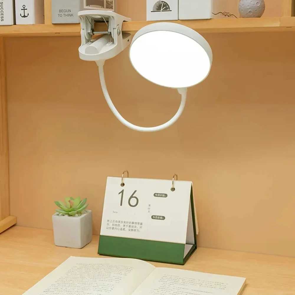 LED Portable Clip Table Lamp USB Rechargeable Clip Desk Lamp Bed Reading Night Light Touch 3 Dimming Modes Eye Protection Light XJ250703