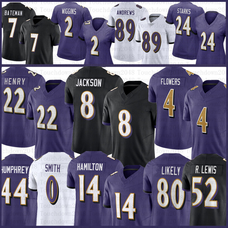 Derrick Henry 8 Lamar Jackson Zay Flowers Football Jersey Ray Lewis Mark Andrews Malaki Starks Marlon Humphrey Kyle Hamilton Roquan Smith Jaire Alexander Likely