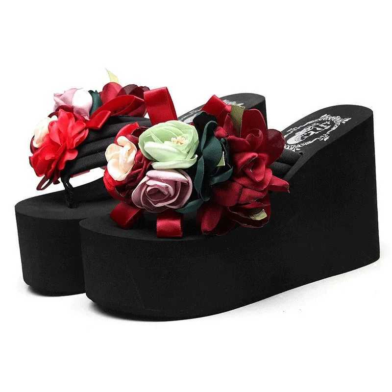 Flower Slides Women Shoes Woman Fashion High Quality Wedge Slippers Designers Sexy High Heels Mules W250704