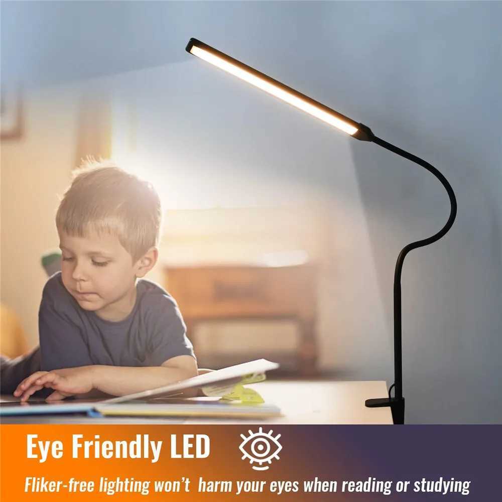 LED Desk Lamp Dimming Eye-Caring Home Reading Lights 3 Color Mode Flexible Adjustable Gooseneck PC Office Table LampsXJ250703