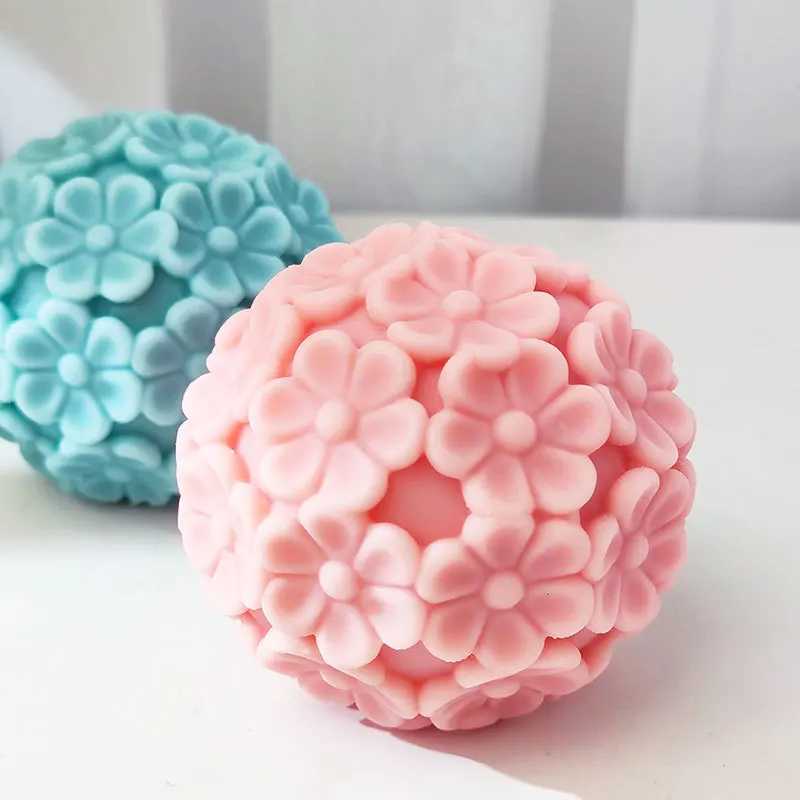 ute Chrysanthemum Ball Candle Silicone Mold DIY Flower Ball Shape Silicone Mold Soybean Wax Aromatherapy Candle Soap Resin Mold W250704