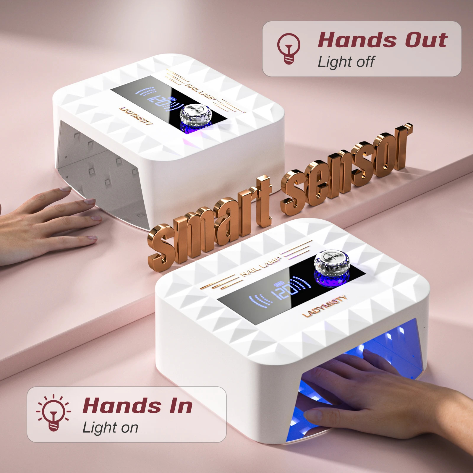 268W UV Nail Lamp Cordless LadyMisty UV Light for Gel Nails with Convenient Knob Dual Light Source Precise Curing LCD Display 250627