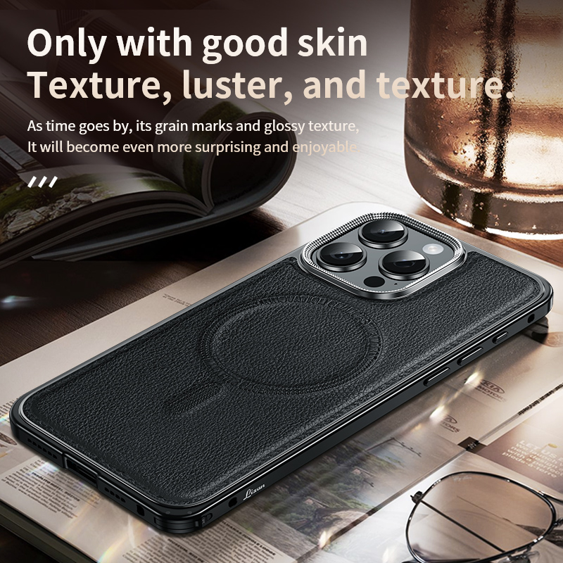 Luxury Leather Phone Case for iPhone 16, 16 Pro, 16 Pro Max Wireless Charging Slim Cell Phone Case