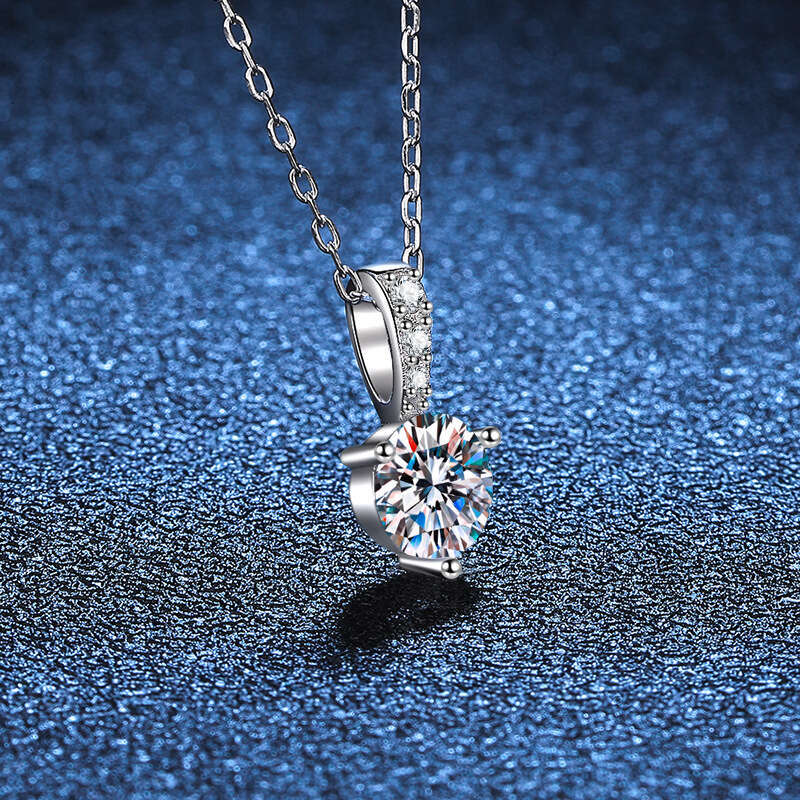 S925 Pure S925ier for Women FaS925hion S925imple Three-Prong S925imulated Inlaid Clavicle Chain MoiS925S925anite Necklace One caratS925 73e