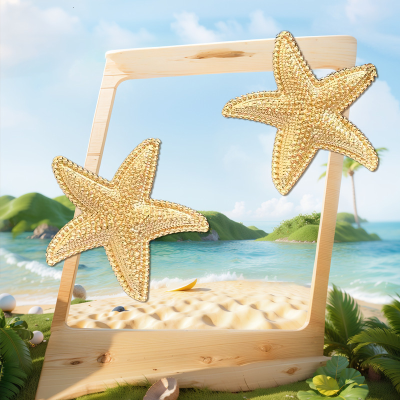New Ocean Style Series Jewelry Set Fashion Personality Pentagram Texture Earrings Starfish Ring