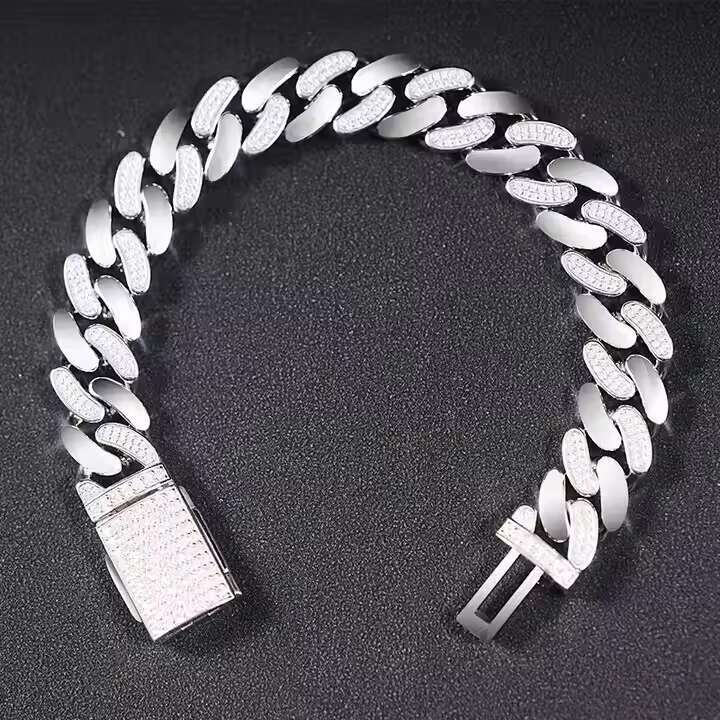 SICGEM INT Hot Selling 22 Inches 13 Mm Width Miami Iced Out 925 Silver Men Moissanite Cuban Link Chain Necklace