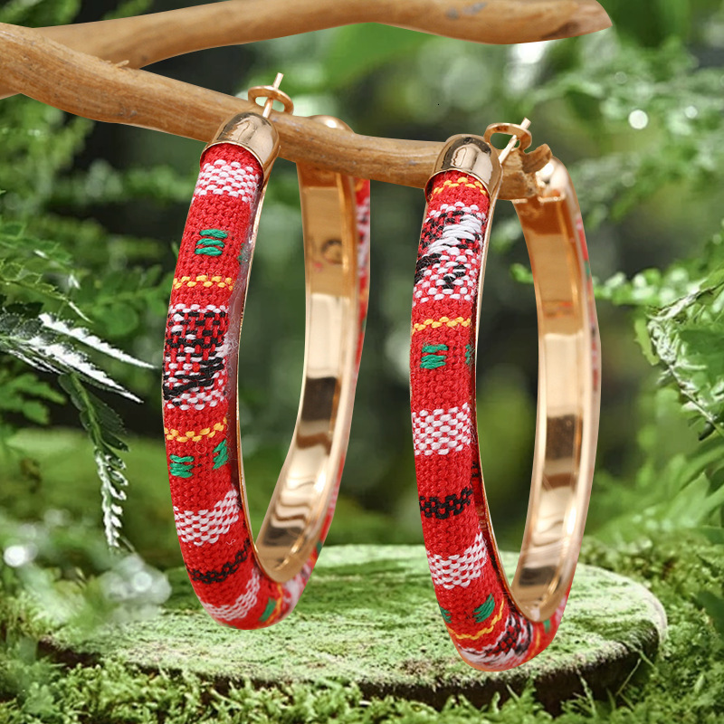 Bohemian Style C-Shaped Colorful Fabric Strip Niche Design Fashion Trend Women's Hoop Earrings