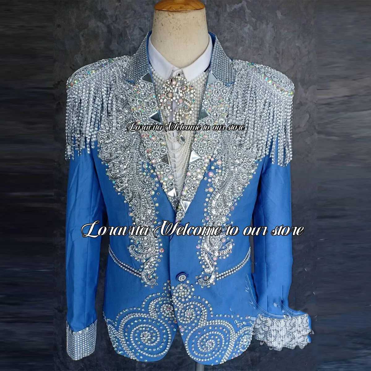 Luxury Customized Crystals Men Suits For Wedding Sparkle Gem Groom Tuxedos 2 Piece Sets Male Prom Blazers Slim Fit Homme X250704