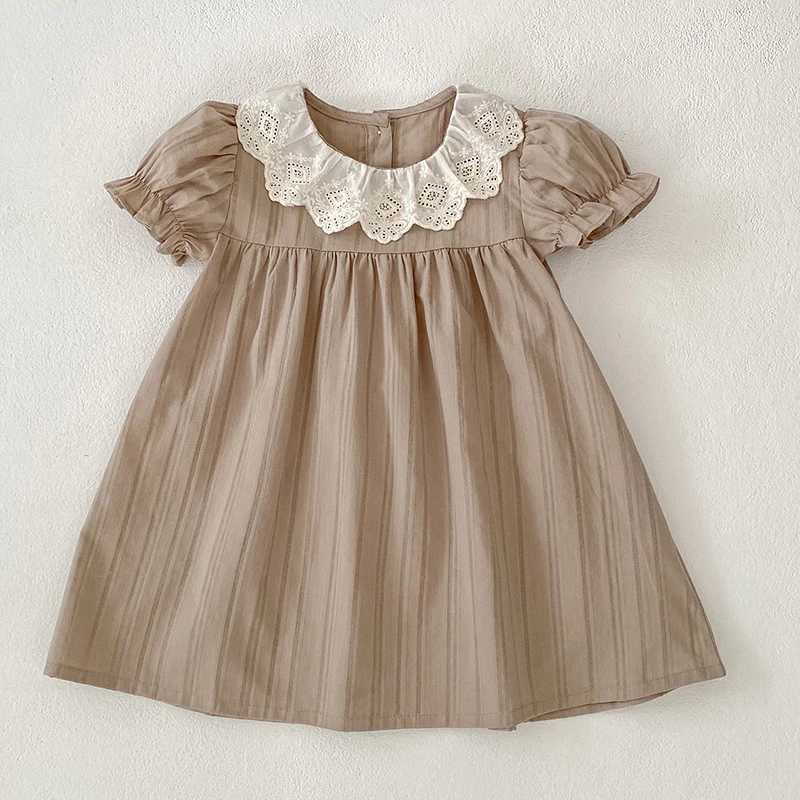 New Summer Girls Sweet Lace Collar Princess Dress 1-6 Years Kids Baby Dress New Kids Baby Girls Dress Cotton Children Clothes Dress R250704