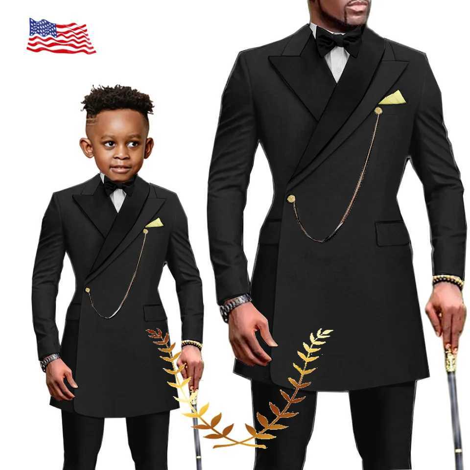 African Style Mens Suit 2 Piece Patch Collar Blazer Wedding Tuxedo Formal Father Child Party Clothes Customized Color X250704