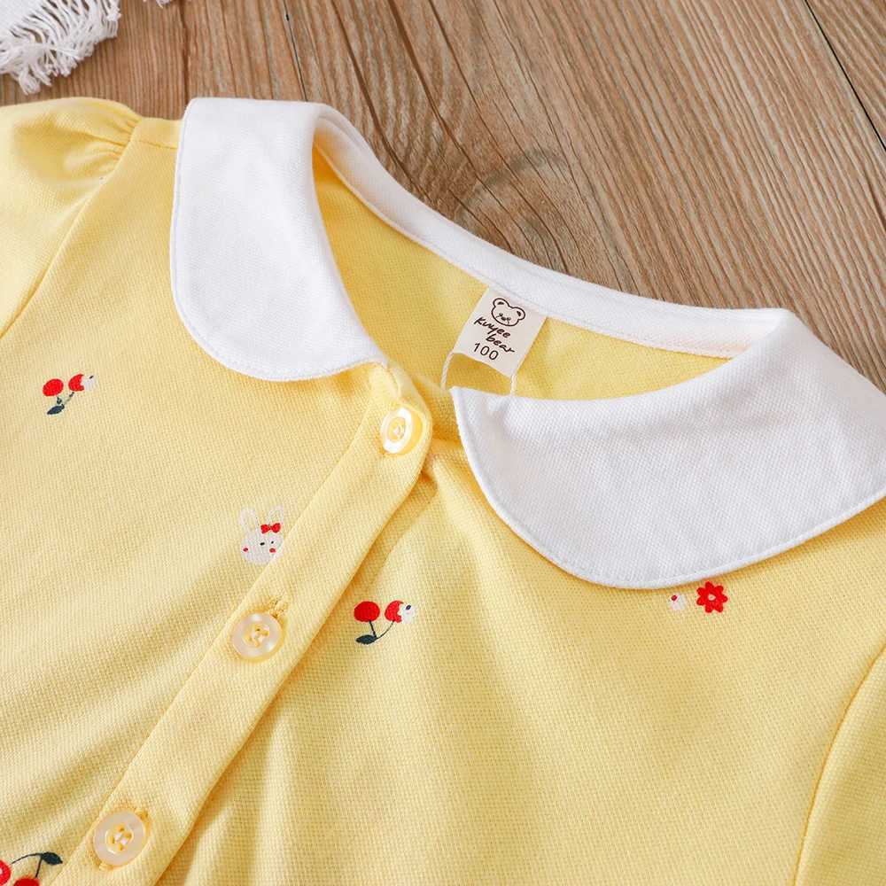Baby Girls Summer Dress Short Sleeve Turn Down Collar Cotton Clothes for Girls Aged 2-6 Years Kids Dresses R250704