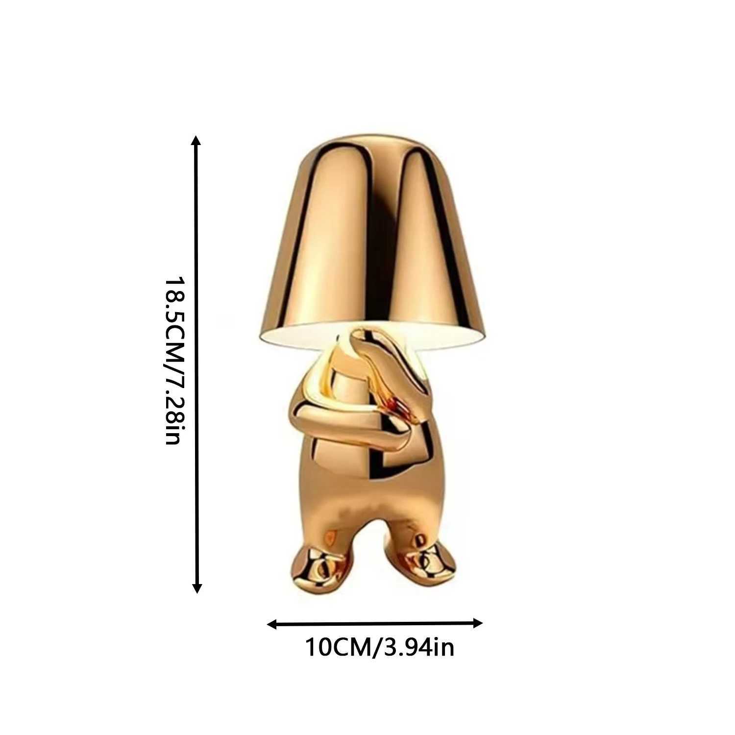 bedside touch table lamp creative small silver man decorative thinker statue LED table lamp USB rechargeable with 3 brightness levels XJ250703