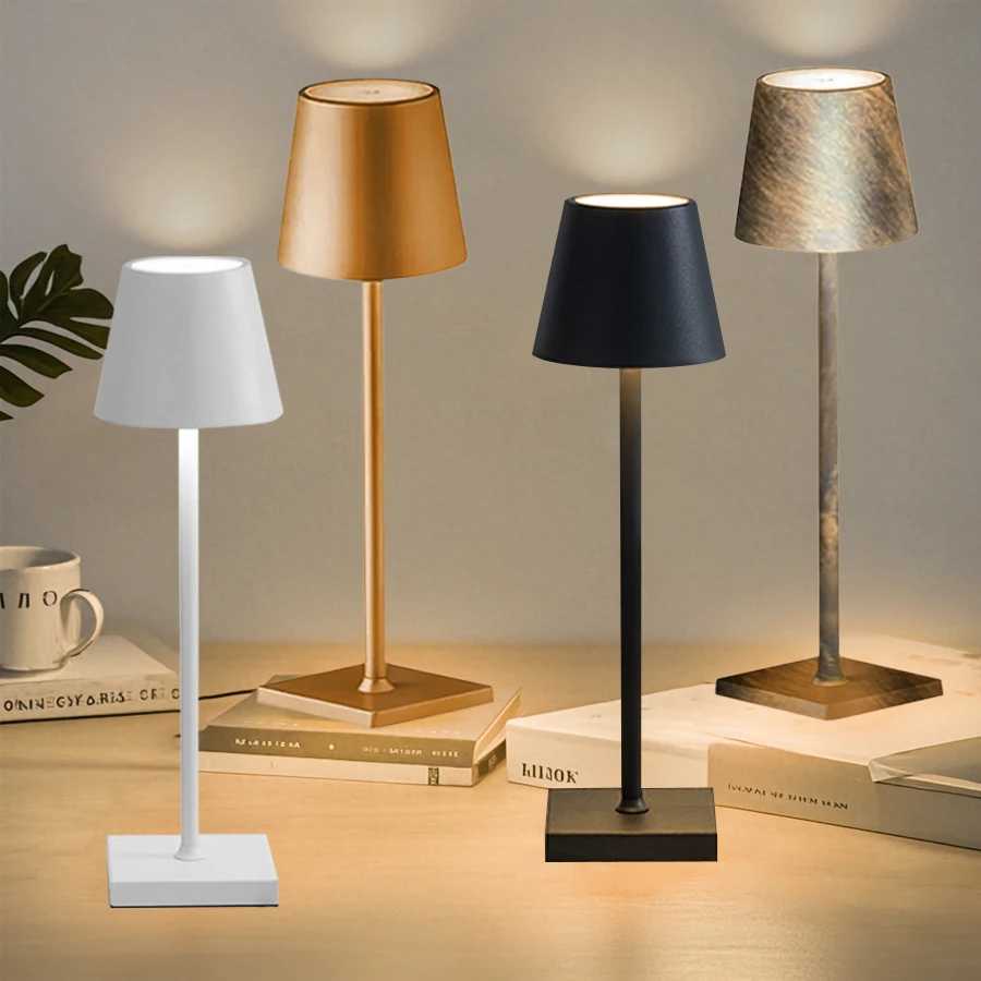 3 Color USB Rechargeable LED Desk Lamp Wireless Touch Table Lamp Desktop Night Light Bar Restaurant Creative Ambient Light Decor XJ250703
