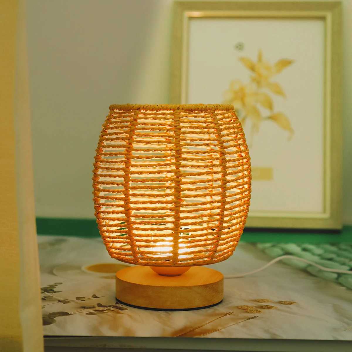 Countryside style hemp rope table lamp for home warm lighting suitable for bedrooms study rooms living roomsXJ250703