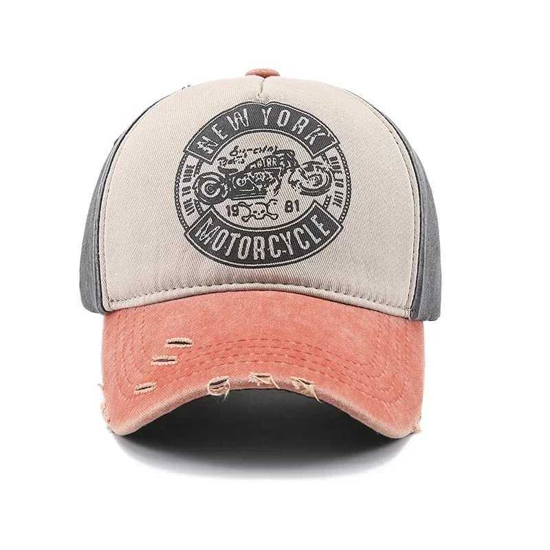 Washed Cotton Baseball Cap for Wen Fitted Snapback Hats for Men Motorcycle Print Hip Hop Mens Summer Cap X250704