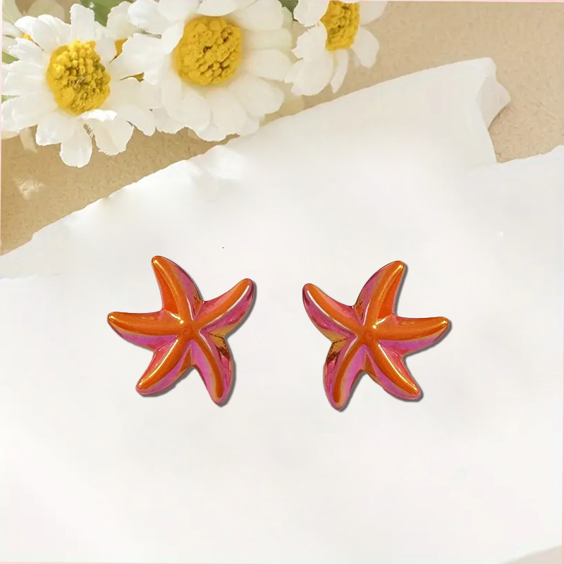 Laser Starfish Resin Earrings Colorful Elegant Vacation Ocean Style Beach