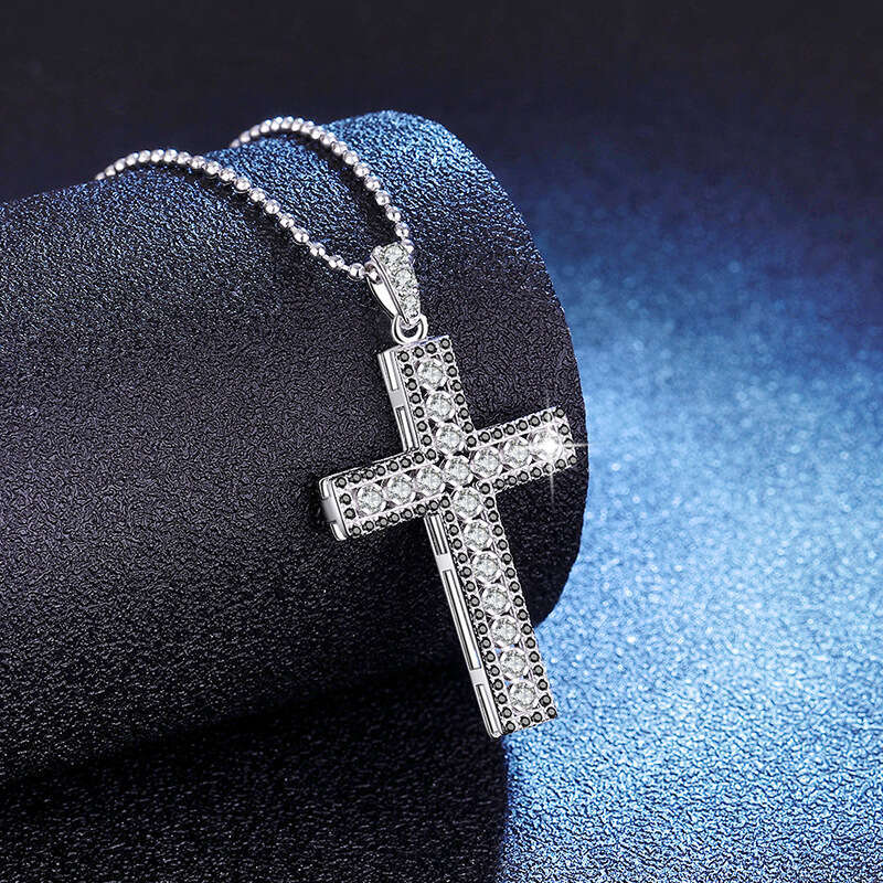 S925 Pure S925ier Hip-Hop Full CroS925S925 Pendant D Color MoiS925S925anite Necklace bbe