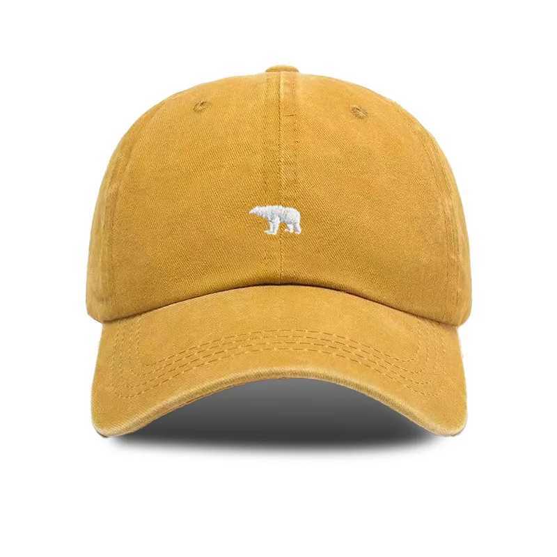 Summer Baseball Cap - Vintage Washed Polar Bear Print Korean Style Sun Hat for Students Breathable Adjustable Trendy Snapback X250704