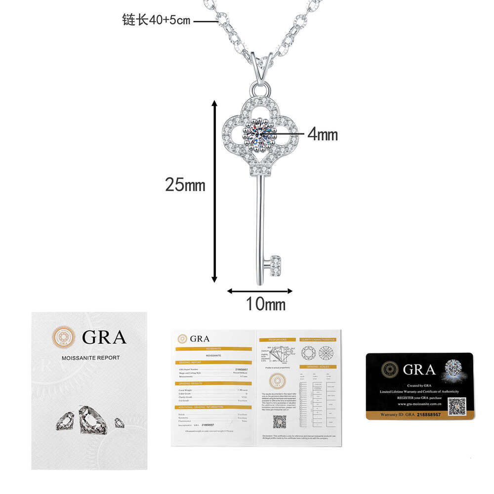 MoiS925S925anite S925 S925terling S925ier Twilight Necklace Lucky Key Full Dia High-End Elegant Collarbone Chain 2b9