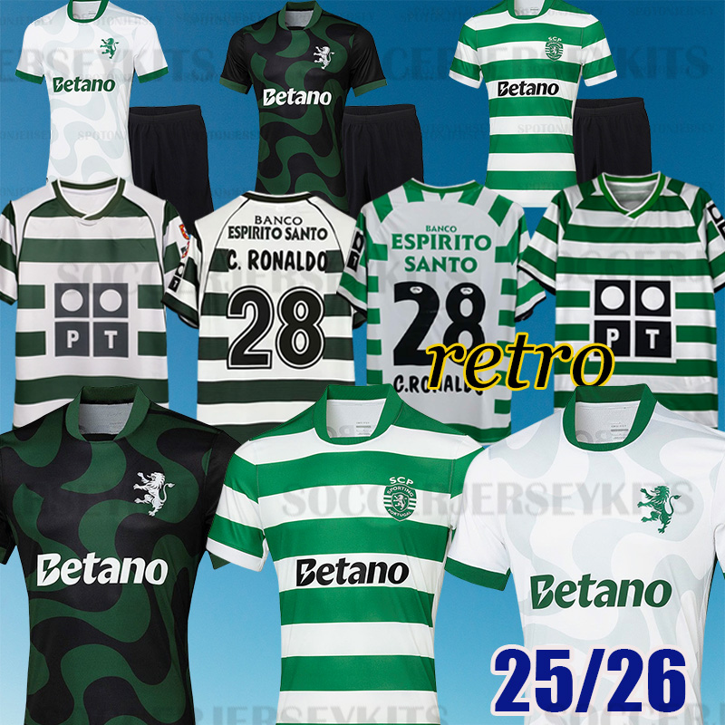 25 26 Sporting CP 01 02 03 04 Lisboa retro soccer jerseys ronaldo Marius Niculae Pinto 2001 2002 2003 2004 2024 2025 Vintage football shirts Lisbons C.RONALDO Classic