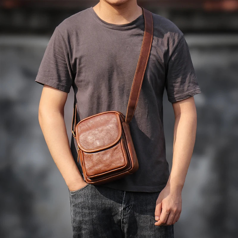 GURO High Quality Head Layer Cowhide Shoulder Bag Mens Genuine Leather Small Crossbody Mans Satchel Daily Mobile Pouch 250628