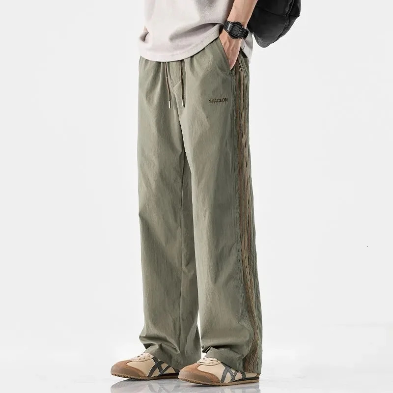 Ice Silk Quick-drying Drooping Pants for Men in Summer 2025 American Fashion Thin Loose Straight Pants Casual Pants 250704