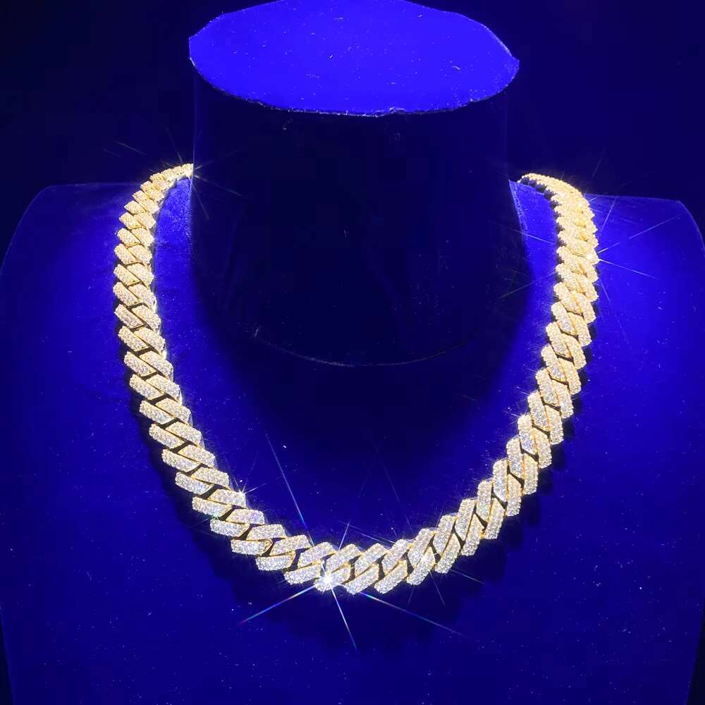 Fashion New Arrival Jewelry 10mm Full 5A Zircon Diamond Brass Gold Plated Cuban Link Chains Necklace for Mens