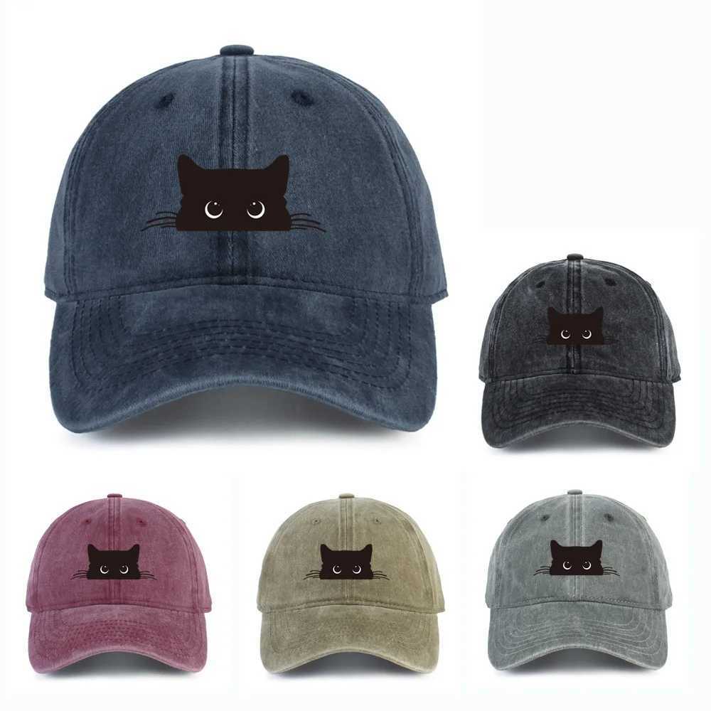 Cute cat print adjustable baseball cap for men and wen casual wear for outdoor travel sun shading duckbill cap X250704